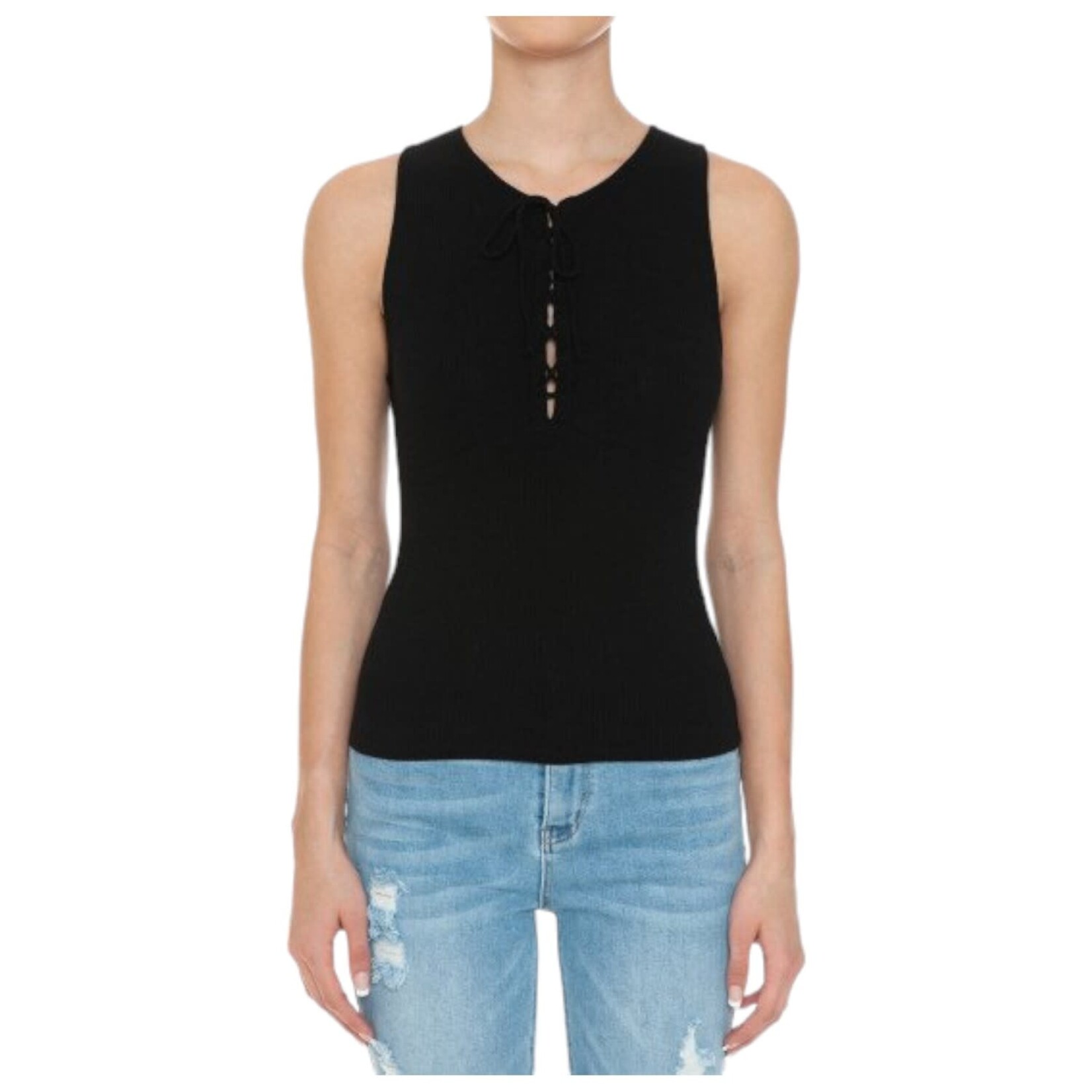 AMBIANCE APPAREL AMBIANCE LACE UP SLEEVELESS TOP 74041