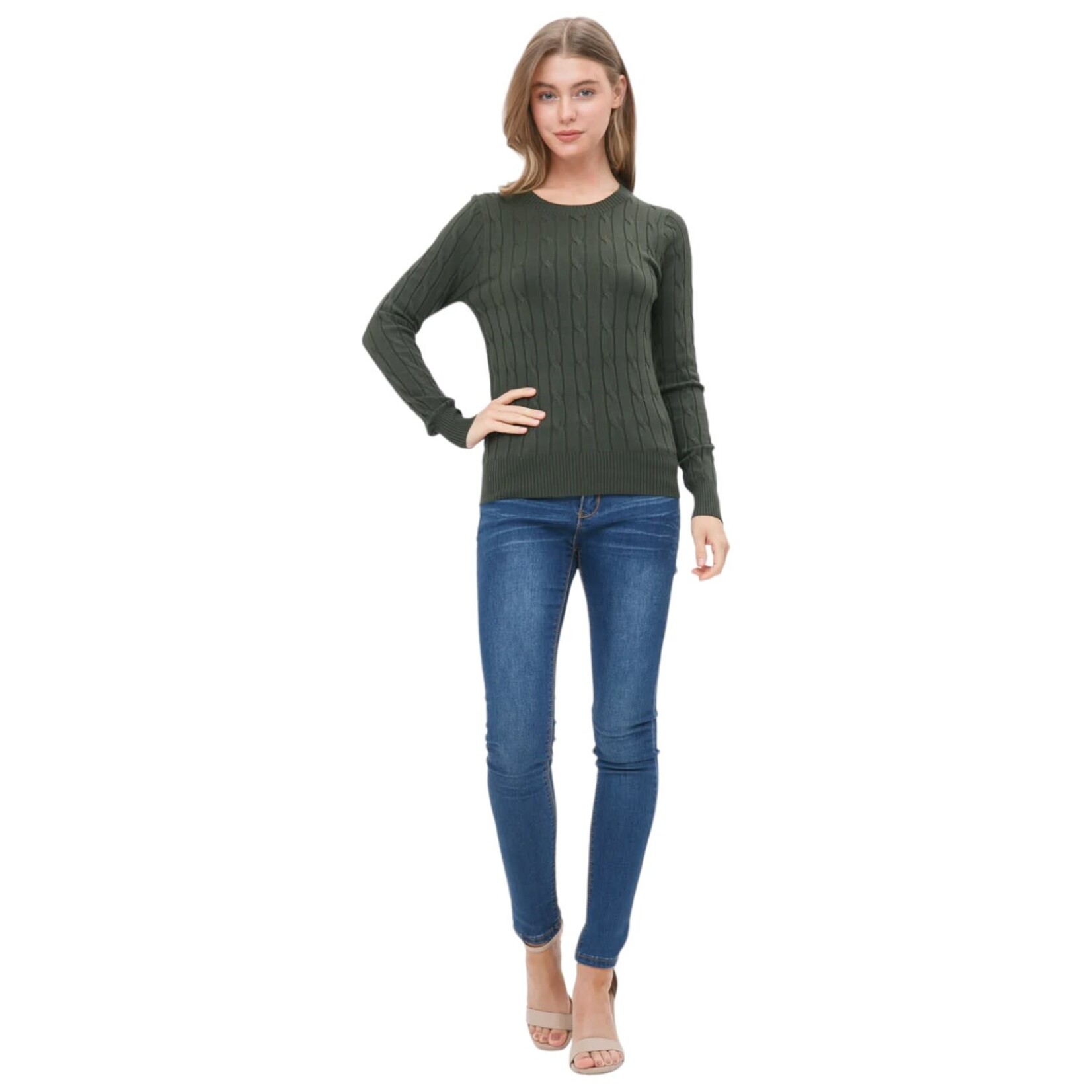 CIELO CIELO TWISTED CABLE LONG SLEEVE SWEATER SW1000