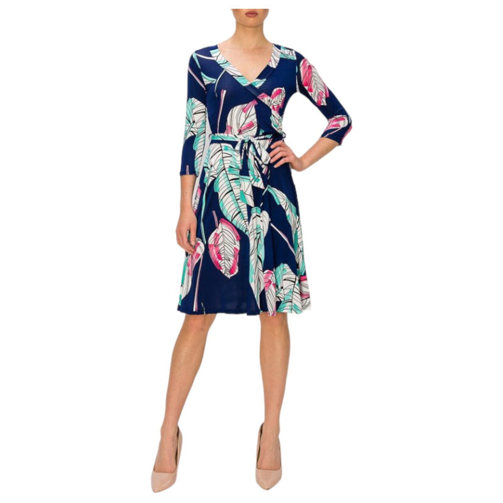 JANETTE FASHION JANETTE 3/4 SLEEVE WRAP MIDI DRESS DJ2876-HFF