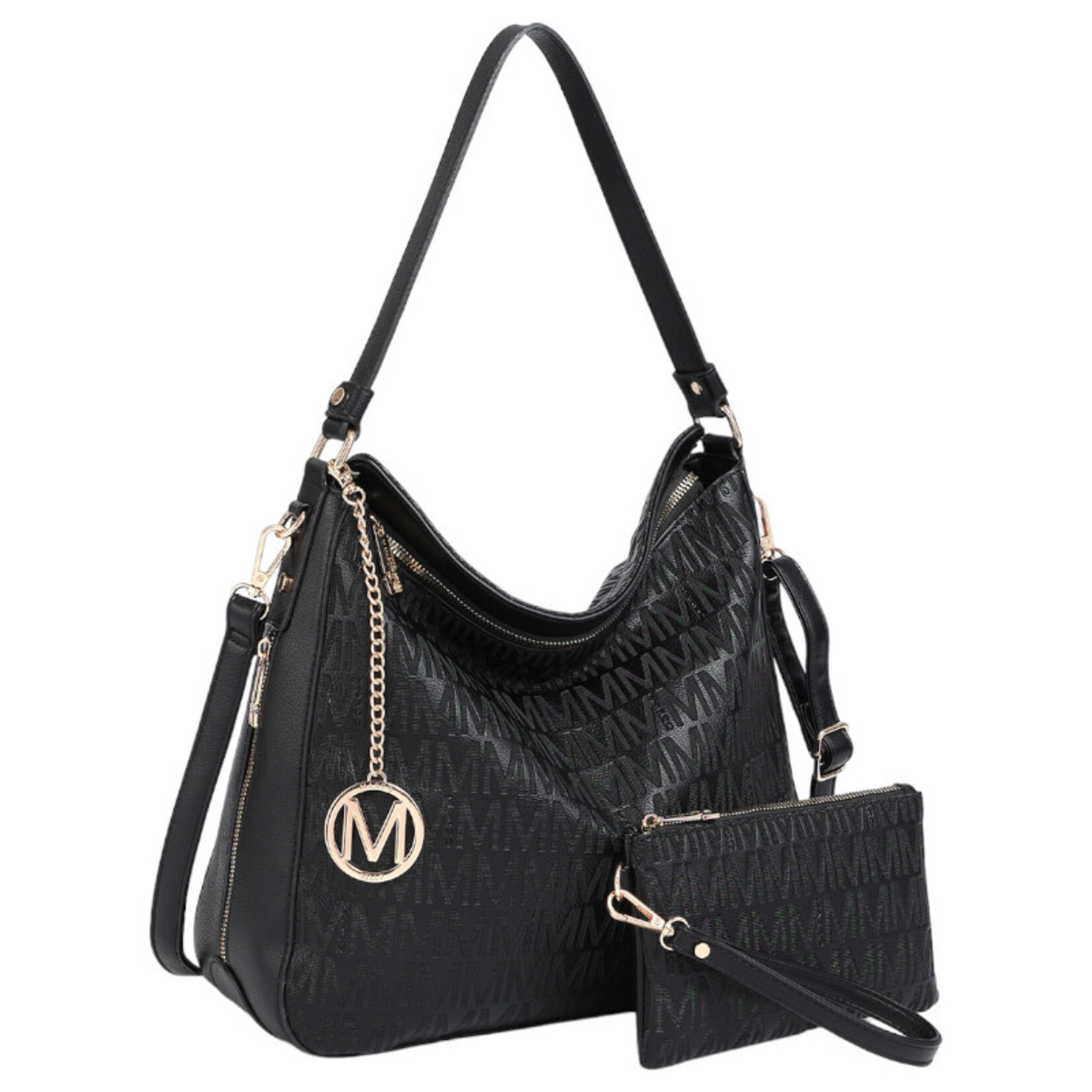 DASEIN DASEIN MONOGRAM HOBO BAG WITH WRISTLET XL-E-8822