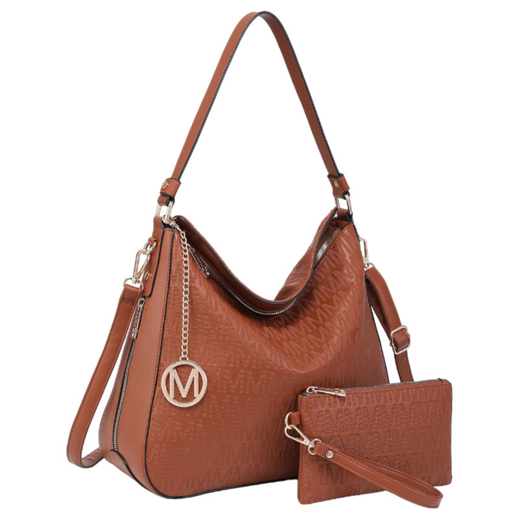 DASEIN DASEIN MONOGRAM HOBO BAG WITH WRISTLET XL-E-8822