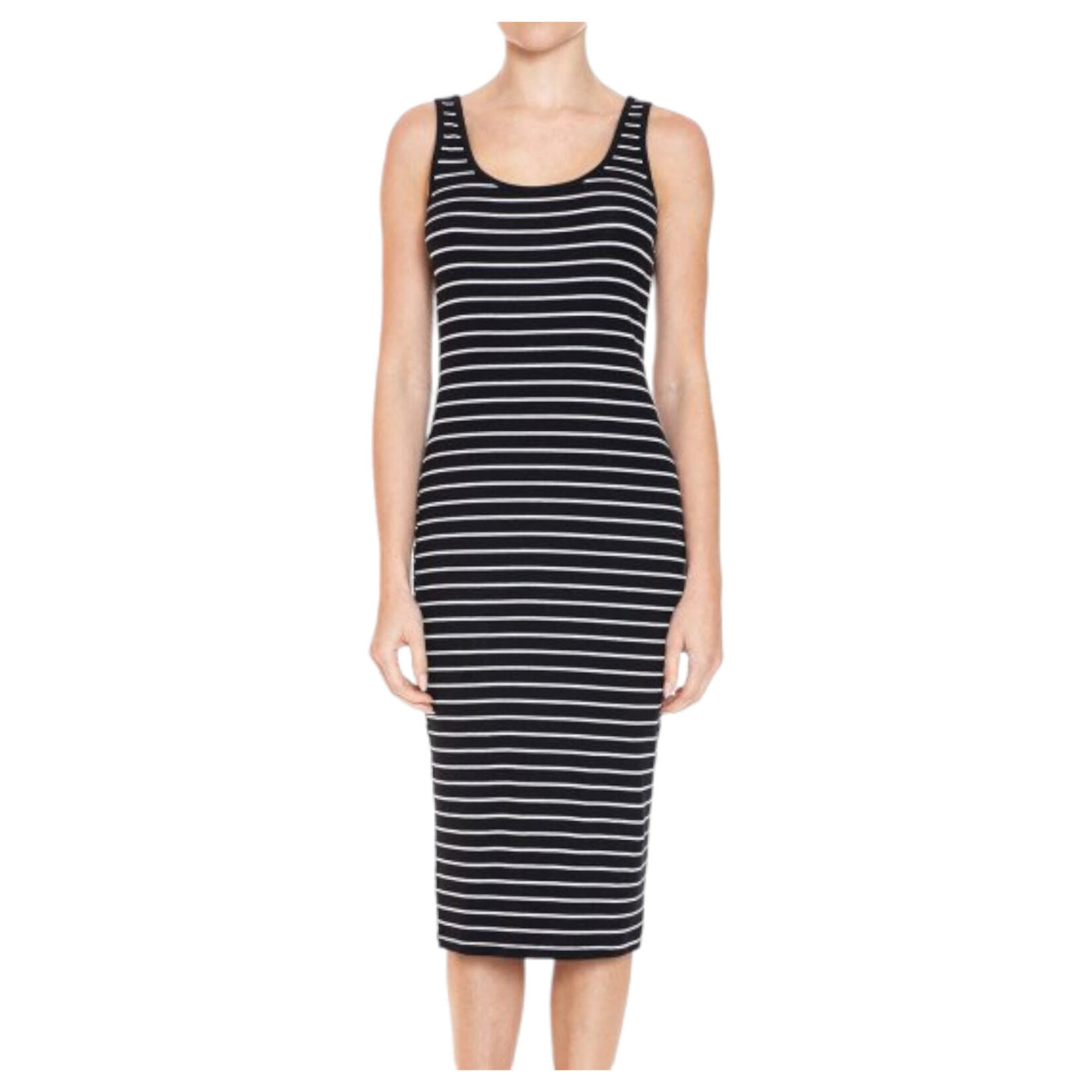 AMBIANCE APPAREL AMBIANCE SLEEVELESS STRIPE KNEE LENGTH DRESS 75359-1