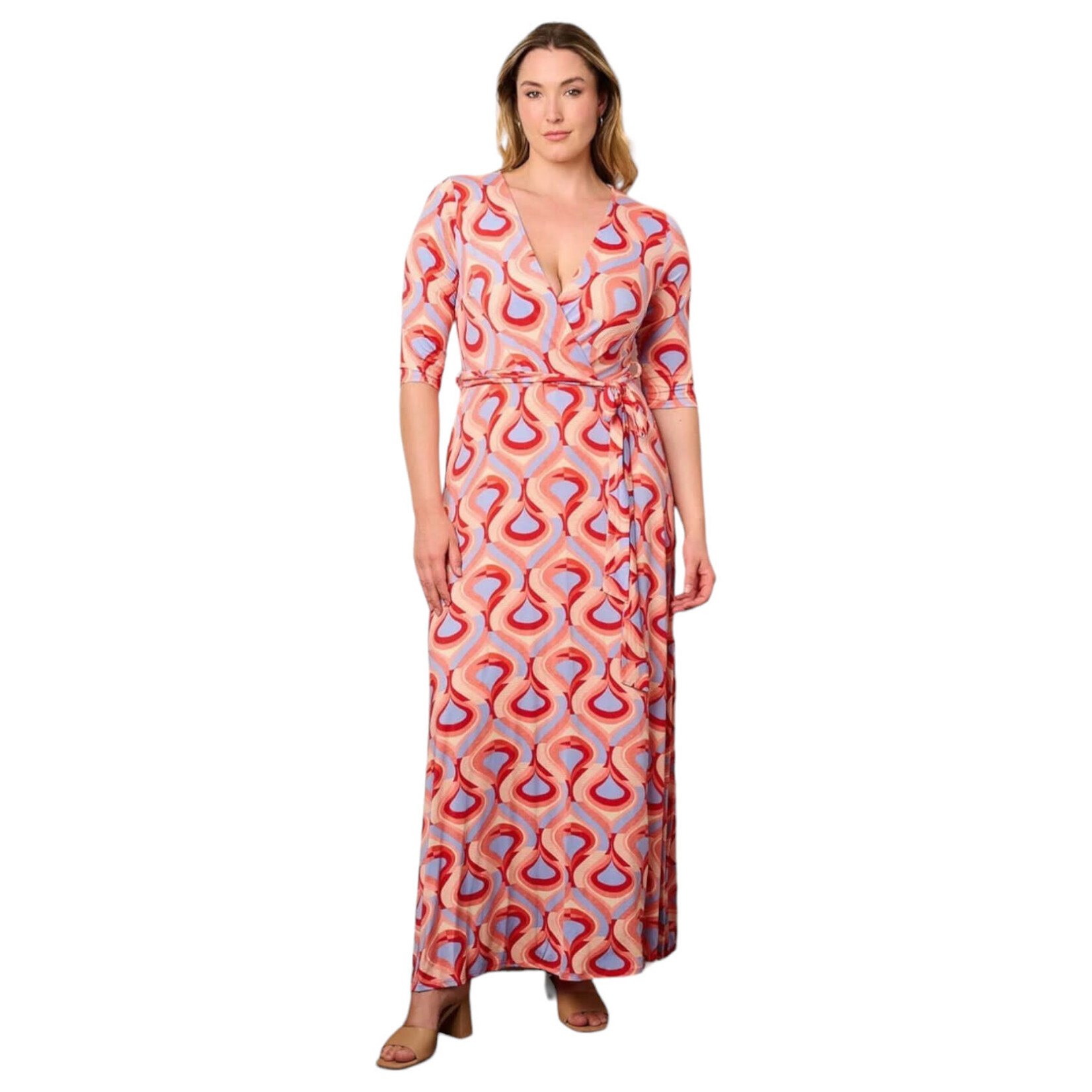 JANETTE PLUS JANETTE PLUS SIZE SHORT SLEEVE MAXI DRESS SD1115WT