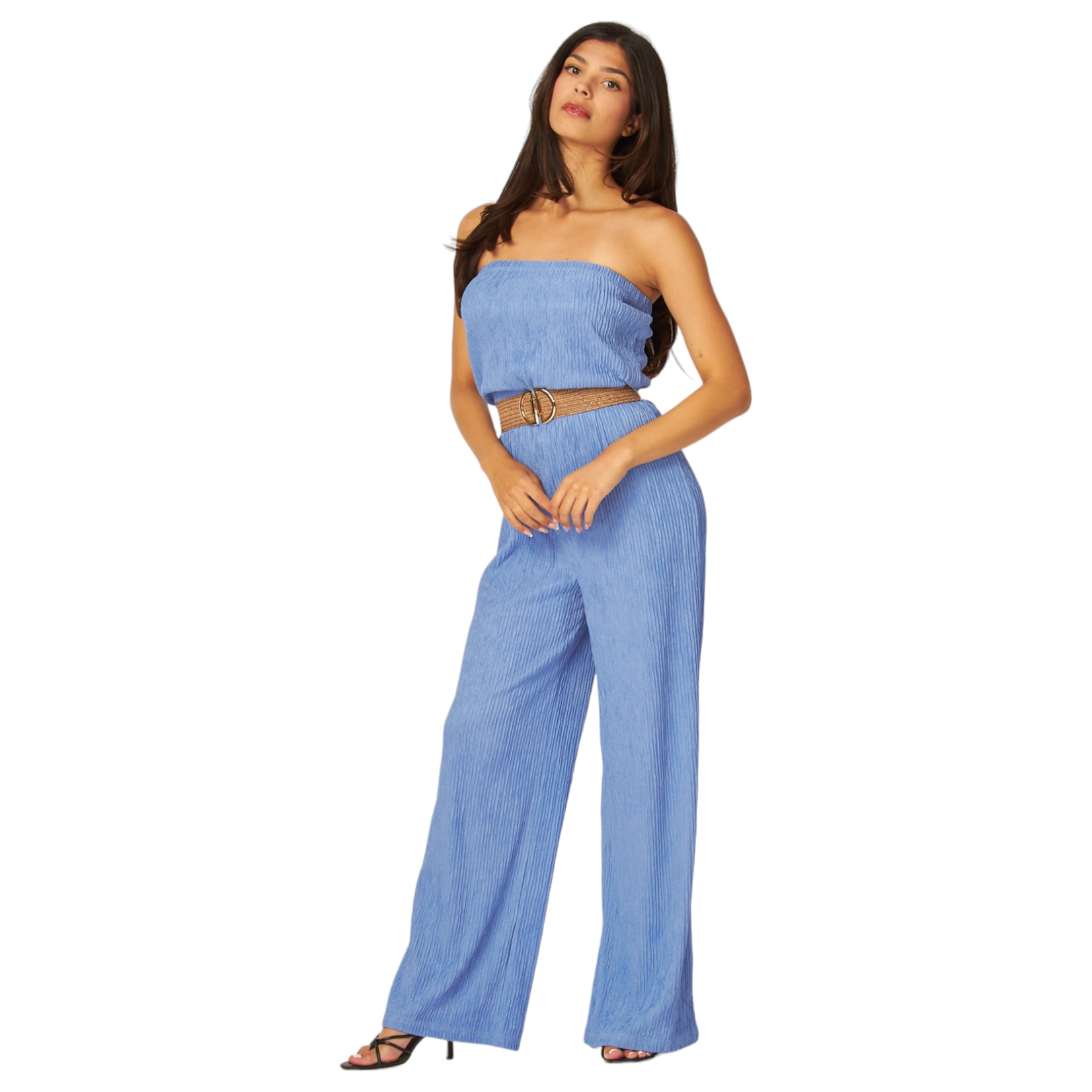 LOVE POEM LOVE POEM IRIS STRAPLESS BELTED WIDE LEG JUMPSUIT IRIS-5J