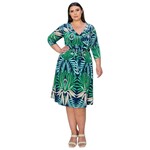 JANETTE FASHION JANETTE PLUS LEAF 3/4 SLEEVE MIDI DRESS DJ3876-DPT-P