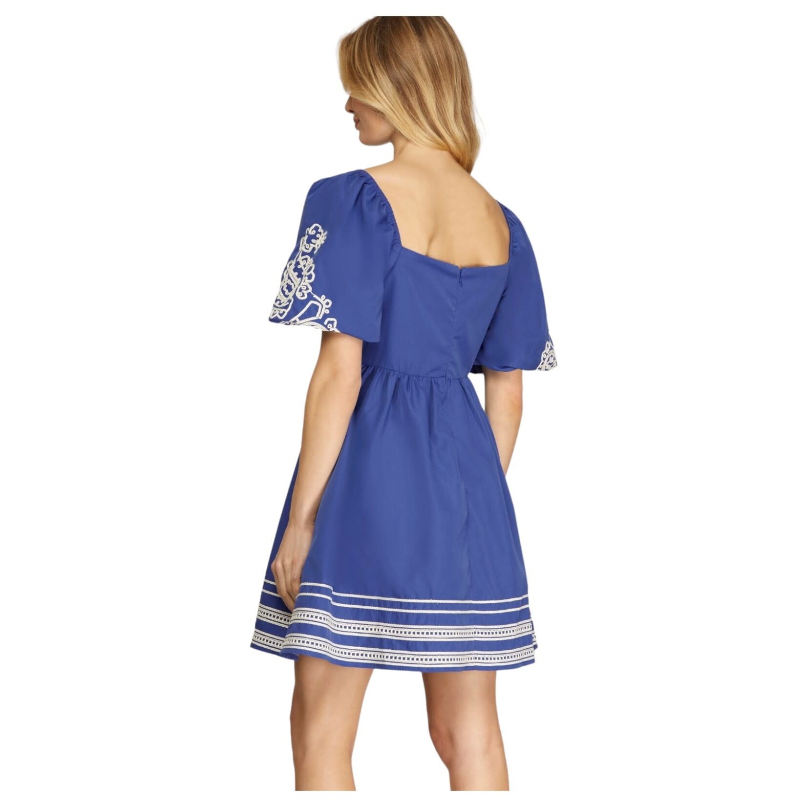 SHE & SKY SHE & SKY PUFF SLEEVE SQUARE MINI DRESS SY6182