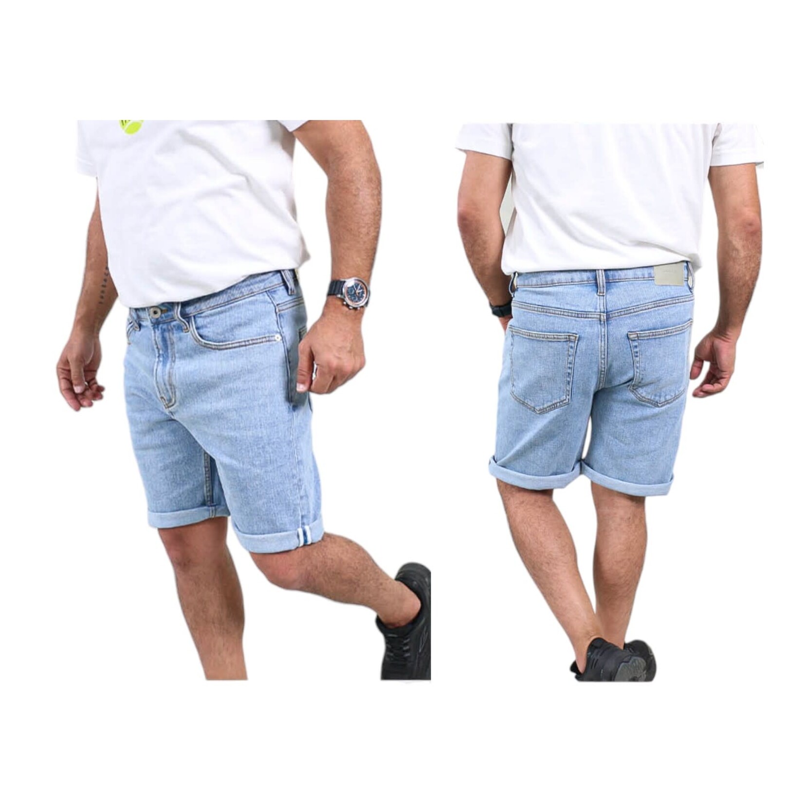 ESTIVANELI ESTIVANELI ROLLED CUFF DENIM SHORTS ALP-4455