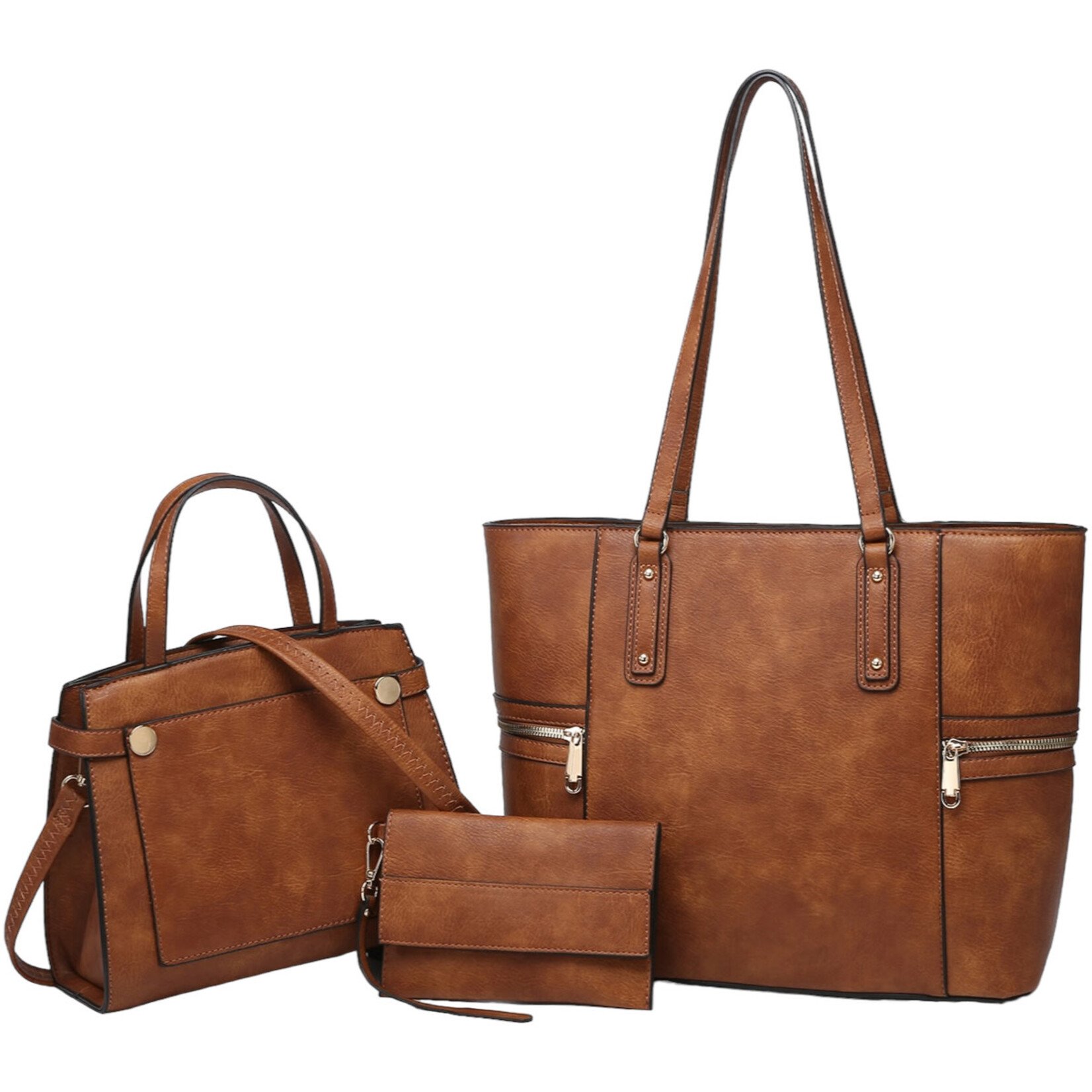 DASEIN DASEIN 3-IN-1 FAUX LEATHER TOTE SET FS-05-6060