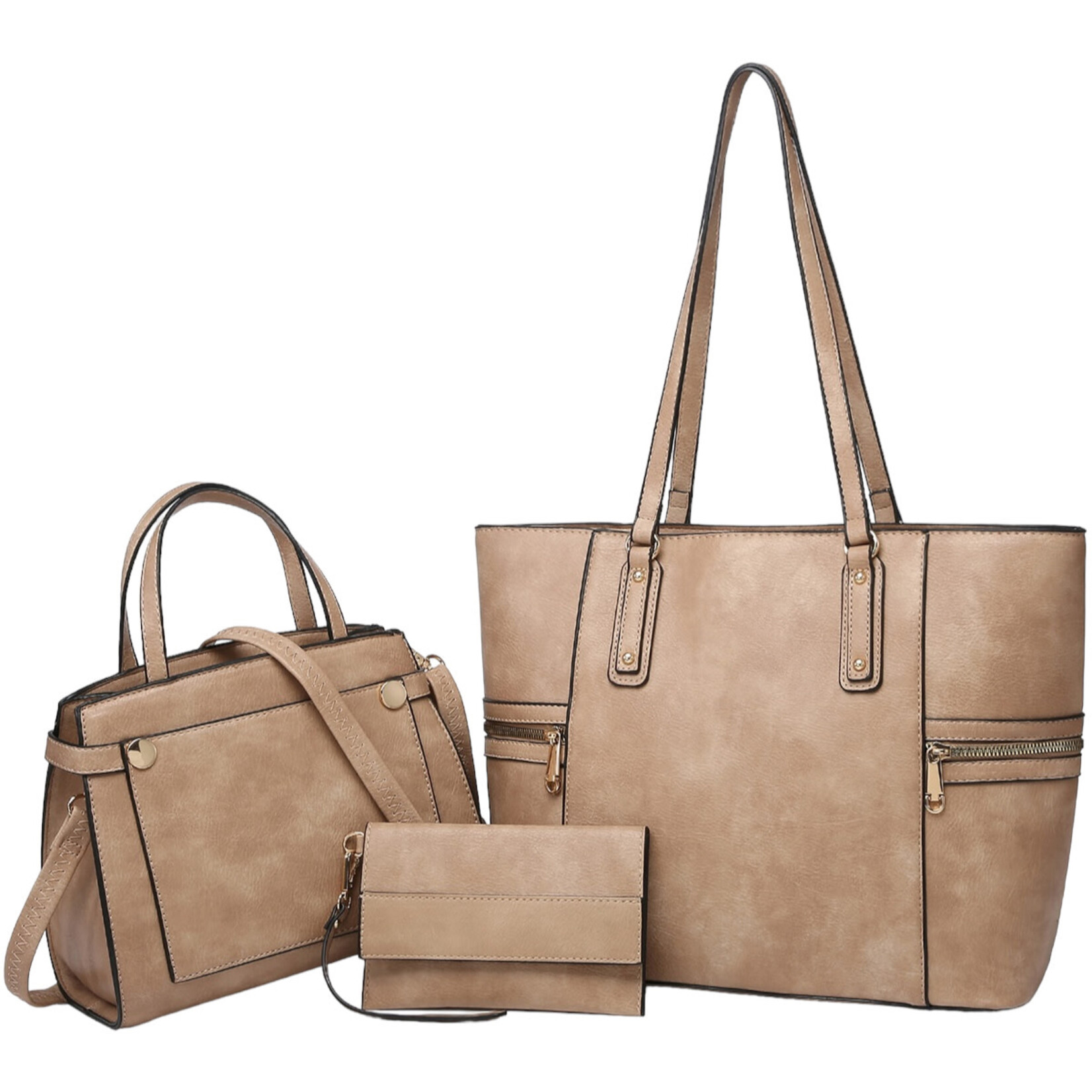 DASEIN DASEIN 3-IN-1 FAUX LEATHER TOTE SET FS-05-6060