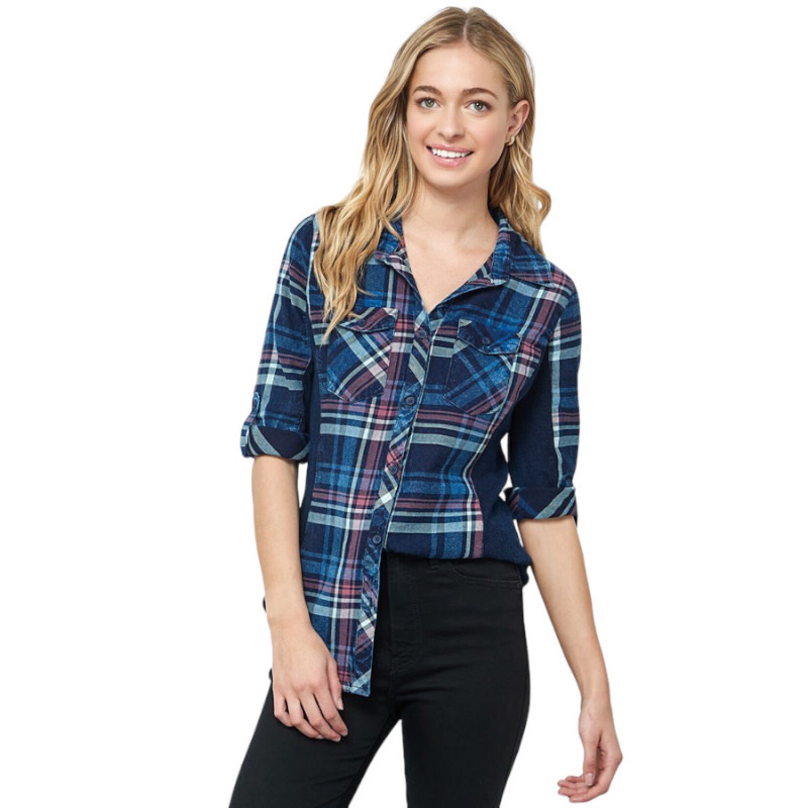 CI SONO CI SONO 3/4 SLEEVE PLAID TOP PTP39V