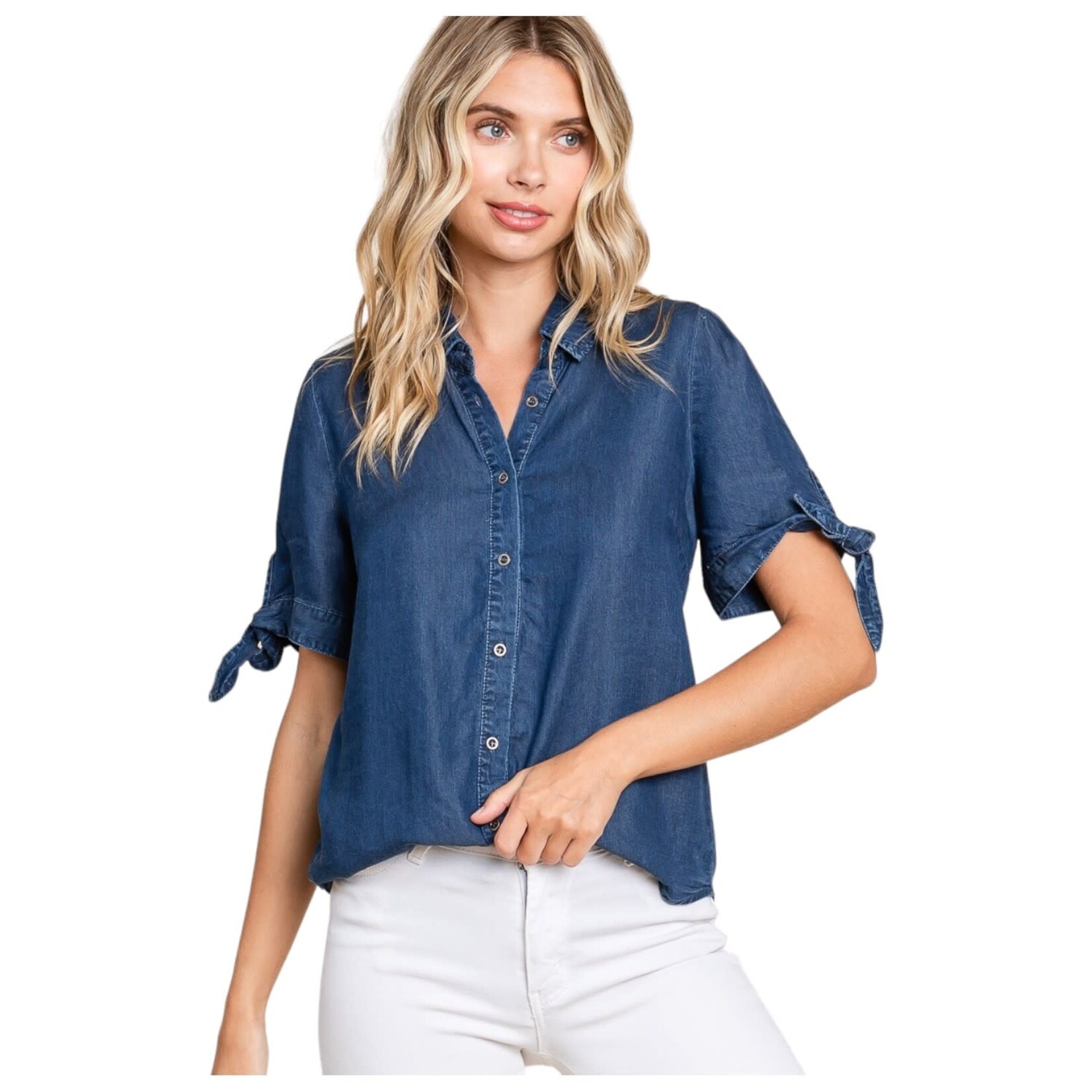 COLLECTIVE RACK COLLECTIVE RACK BUTTON DOWN CHAMBRAY TOP LST5327