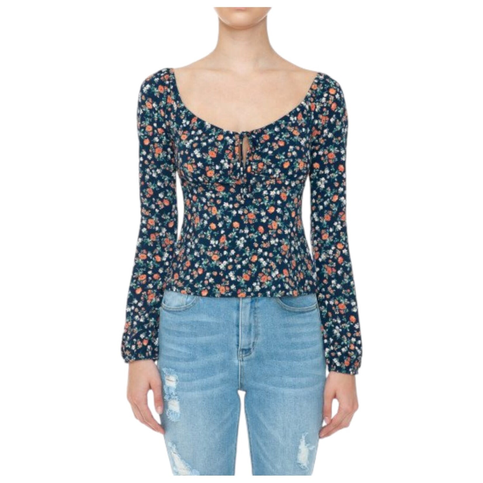 AMBIANCE APPAREL AMBIANCE FLORAL LONG SLEEVE TOP 74647-1