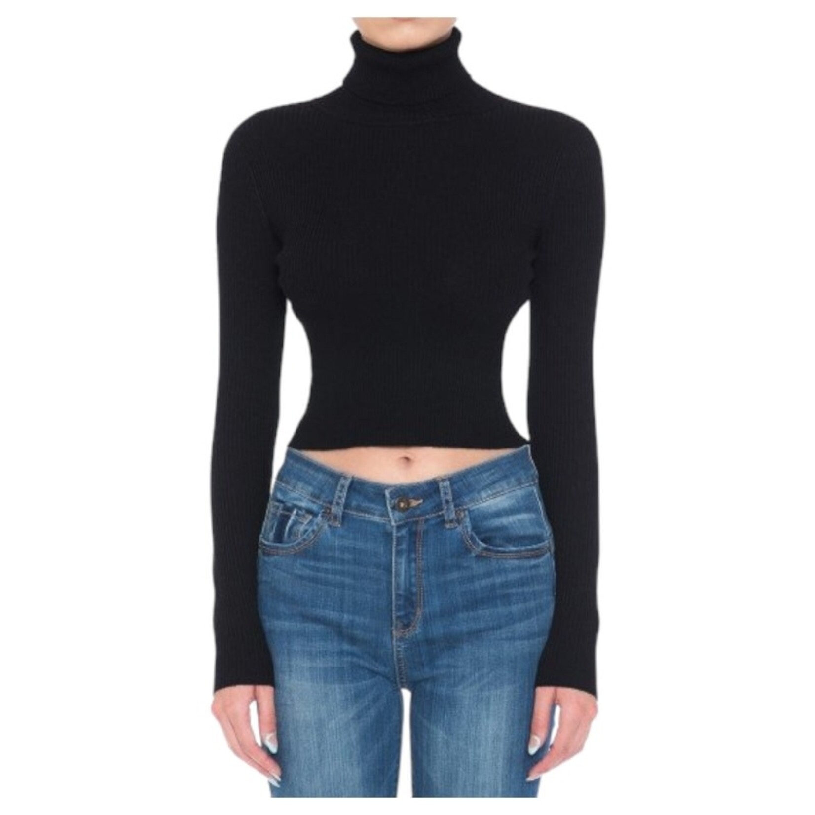 AMBIANCE APPAREL AMBIANCE CROP TURTLE NECK SWEATER 73072