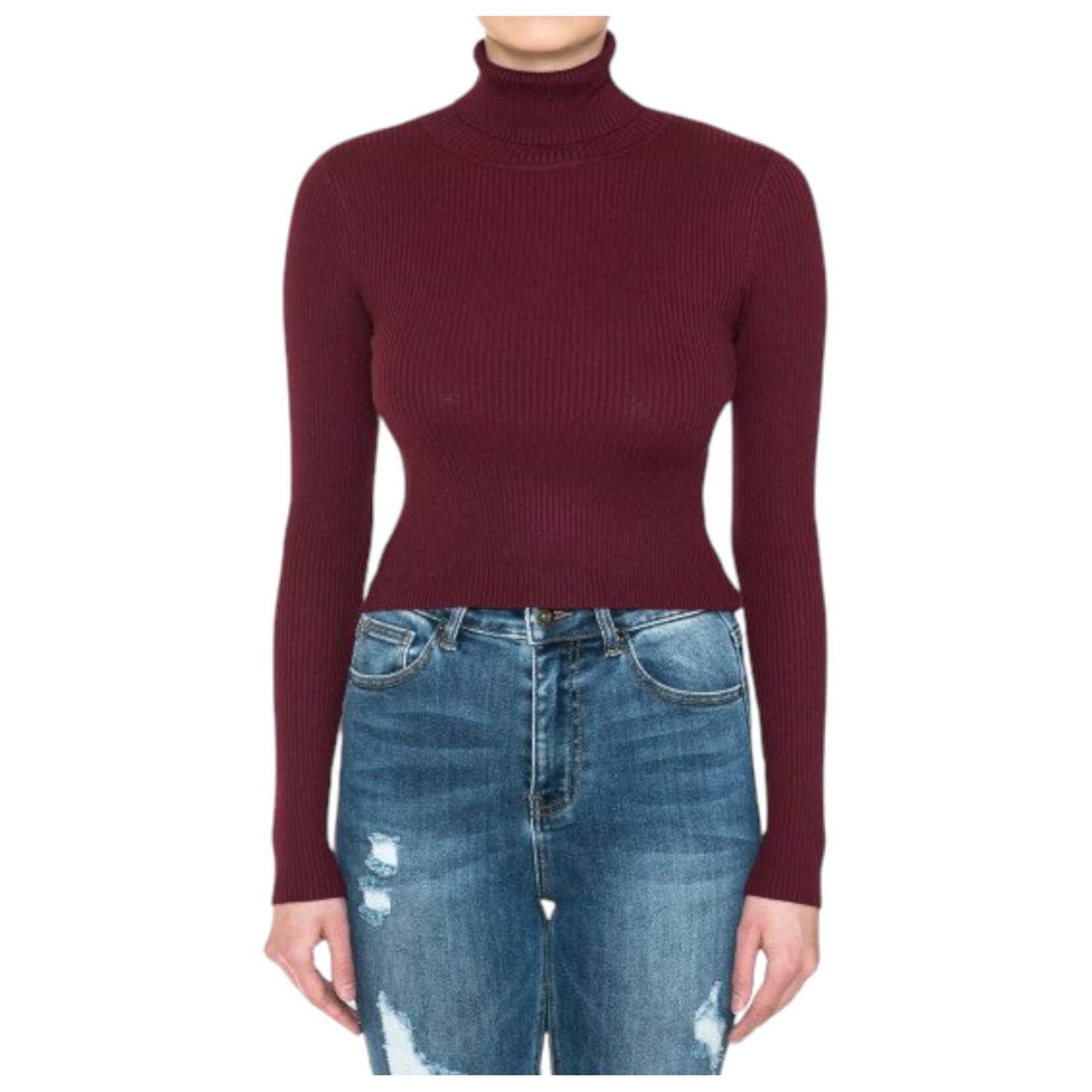 AMBIANCE APPAREL AMBIANCE CROP TURTLE NECK SWEATER 73072