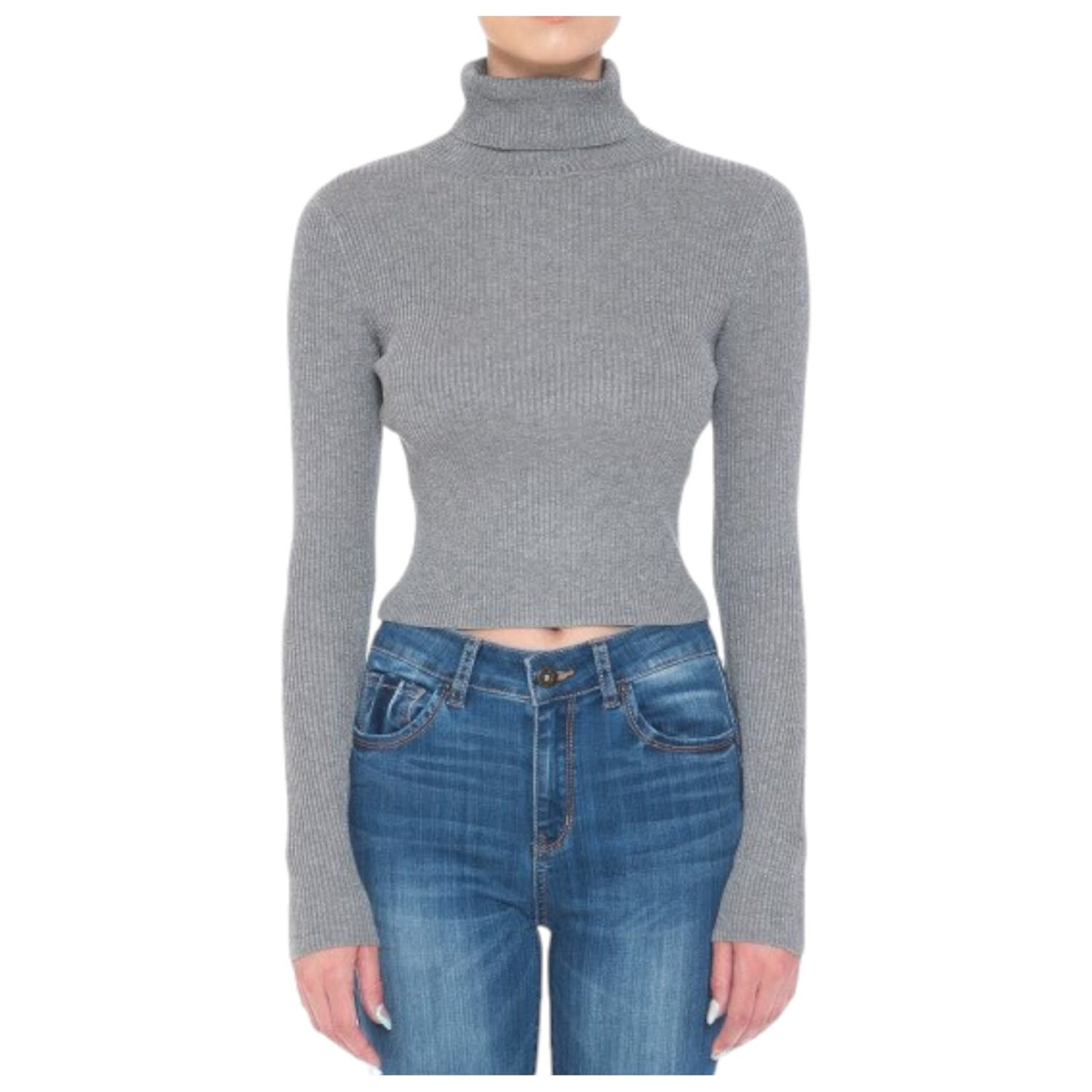 AMBIANCE APPAREL AMBIANCE CROP TURTLE NECK SWEATER 73072