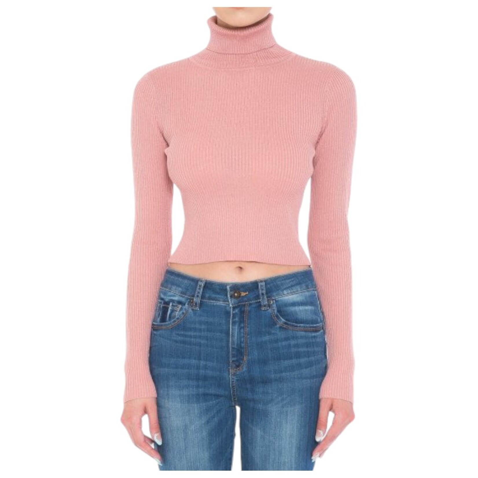 AMBIANCE APPAREL AMBIANCE CROP TURTLE NECK SWEATER 73072