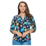 DNA DNA PLUS FLORAL 3/4 SLEEVE TOP 9328XT-19152