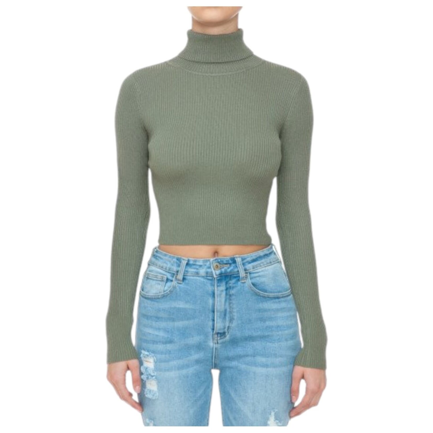 AMBIANCE APPAREL AMBIANCE CROP TURTLE NECK SWEATER 73072