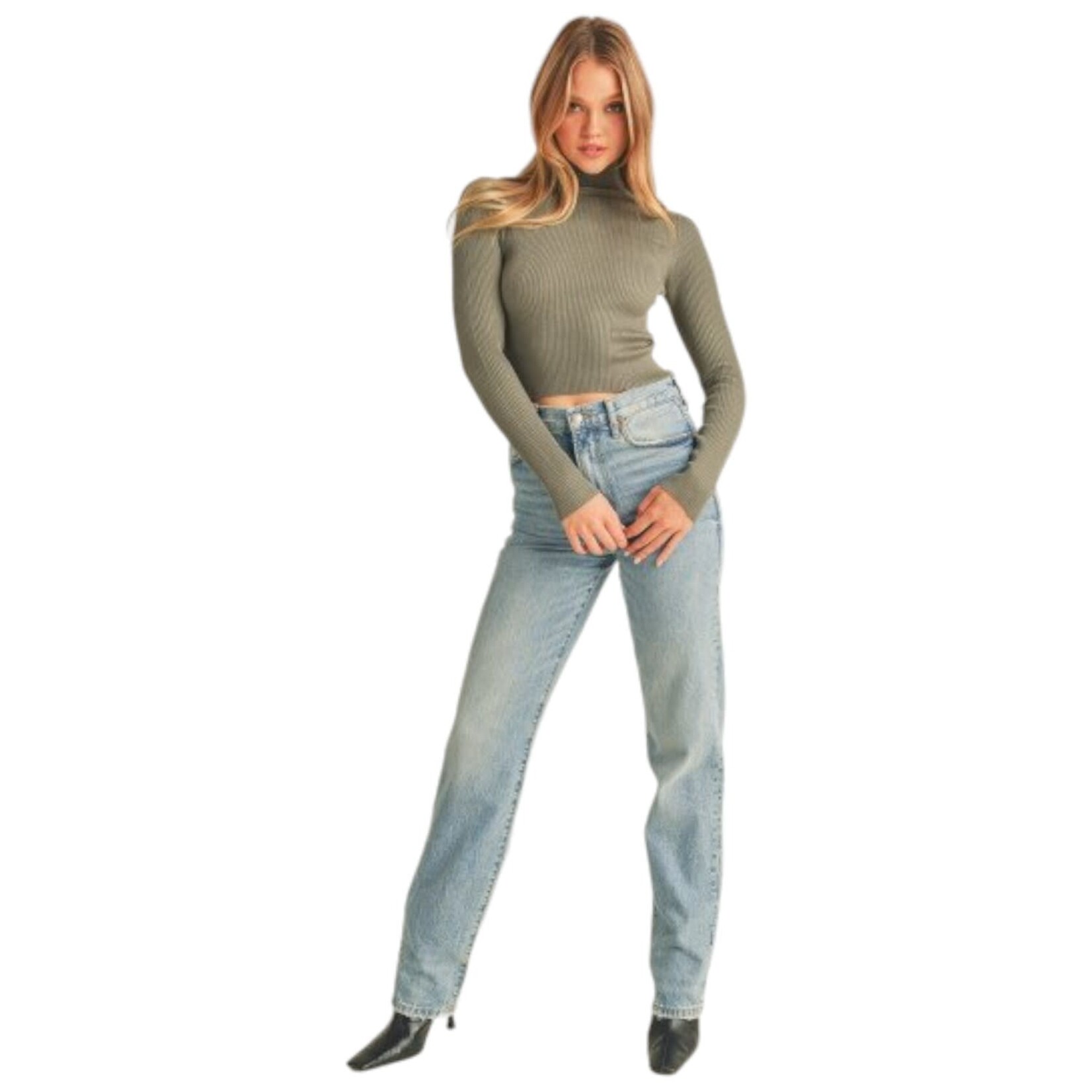 AMBIANCE APPAREL AMBIANCE CROP TURTLE NECK SWEATER 73072