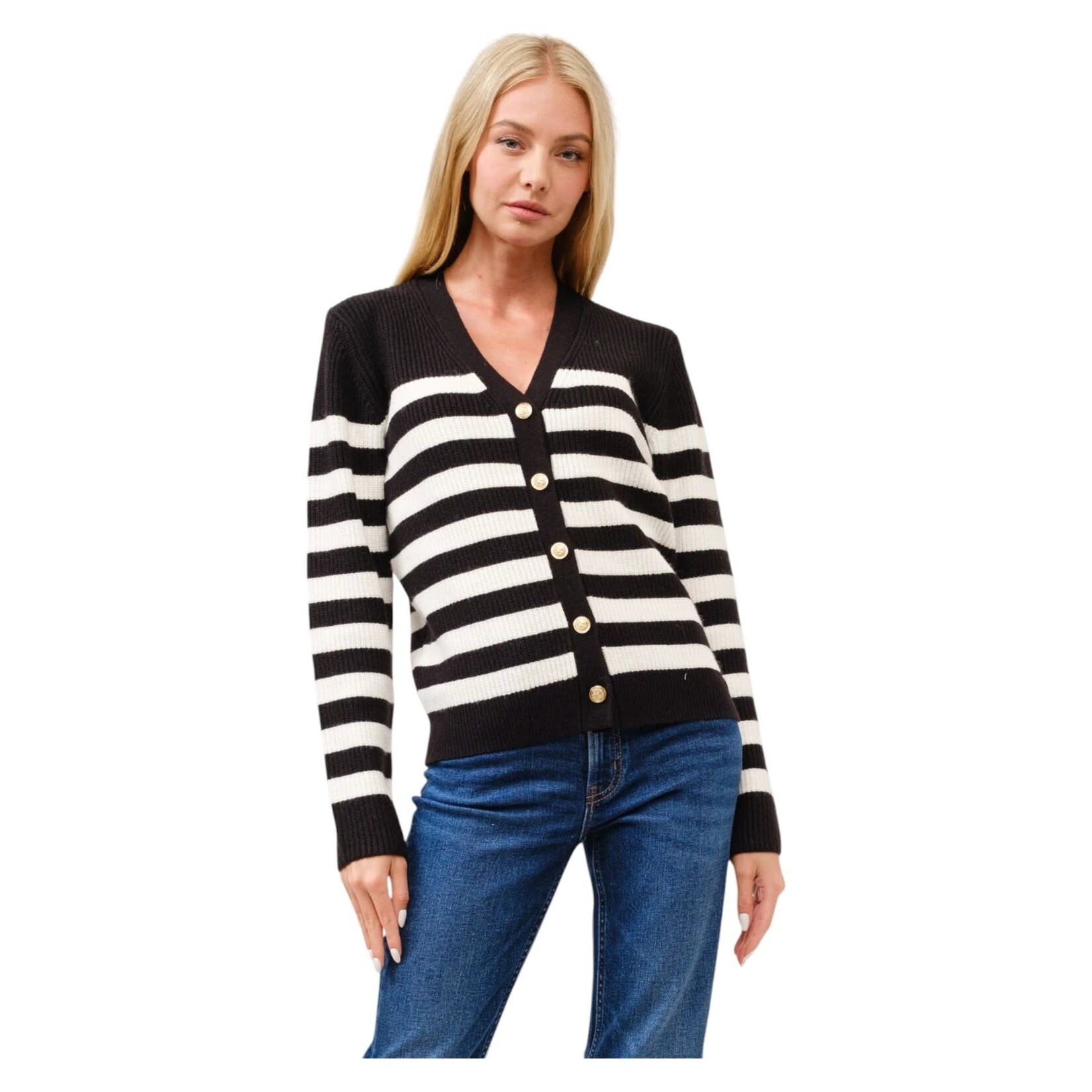 CIELO CIELO STRIPE BUTTON DOWN CARDIGAN SW66