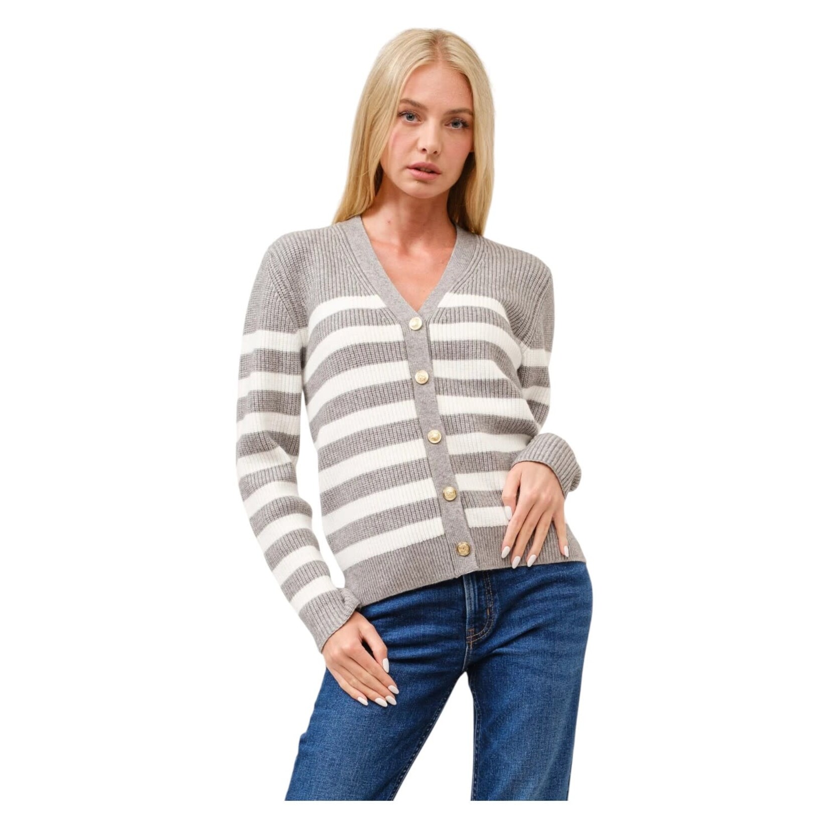 CIELO CIELO STRIPE BUTTON DOWN CARDIGAN SW66