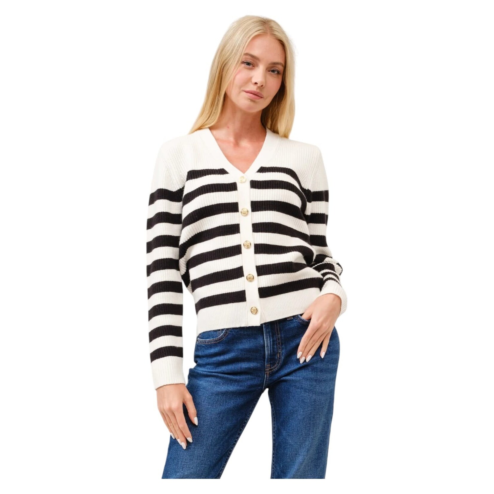 CIELO CIELO STRIPE BUTTON DOWN CARDIGAN SW66