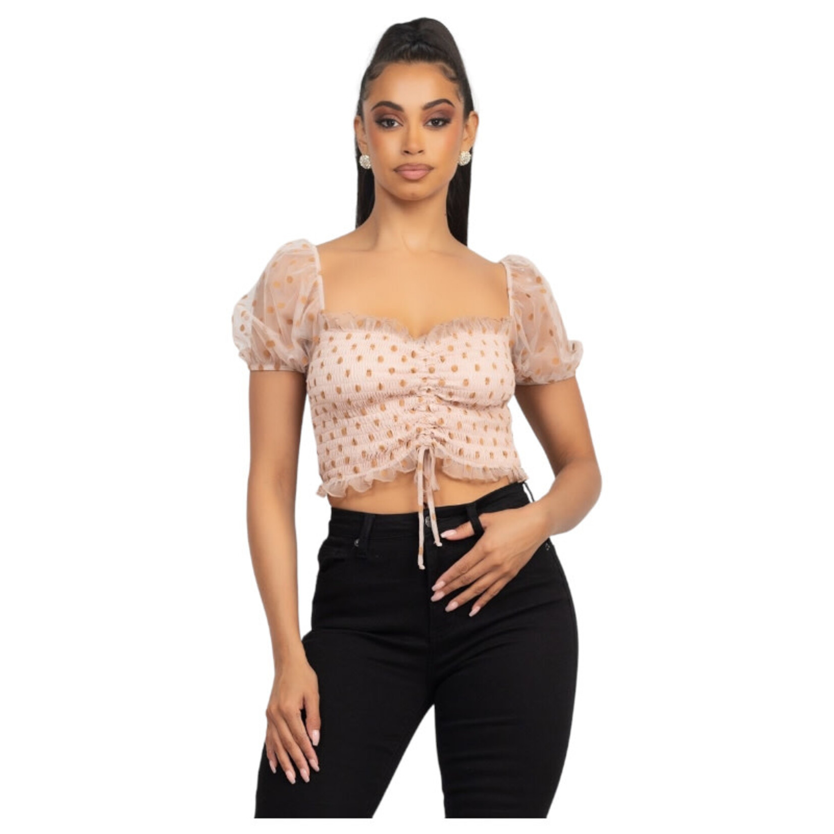 IRIS IRIS PUFF SLEEVE MESH CROP BT02528H