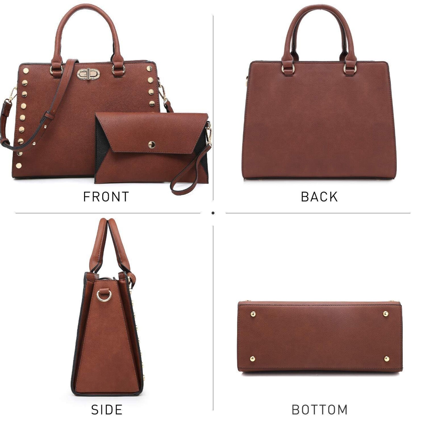 DASEIN DASEIN STUDDED HANDBAG WITH WRISTLET XL-23-7579