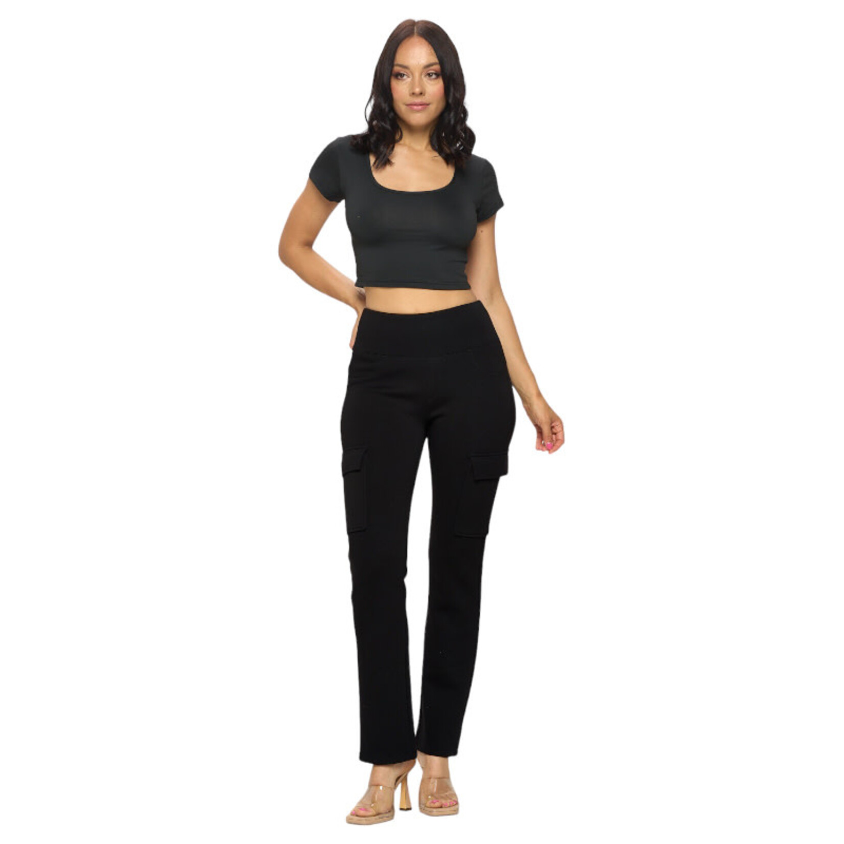 CHOCOLATE CHOCOLATE HEAVY SCUBA CREPE PANTS WITH SIDE CARGO POCKETS 5A1967