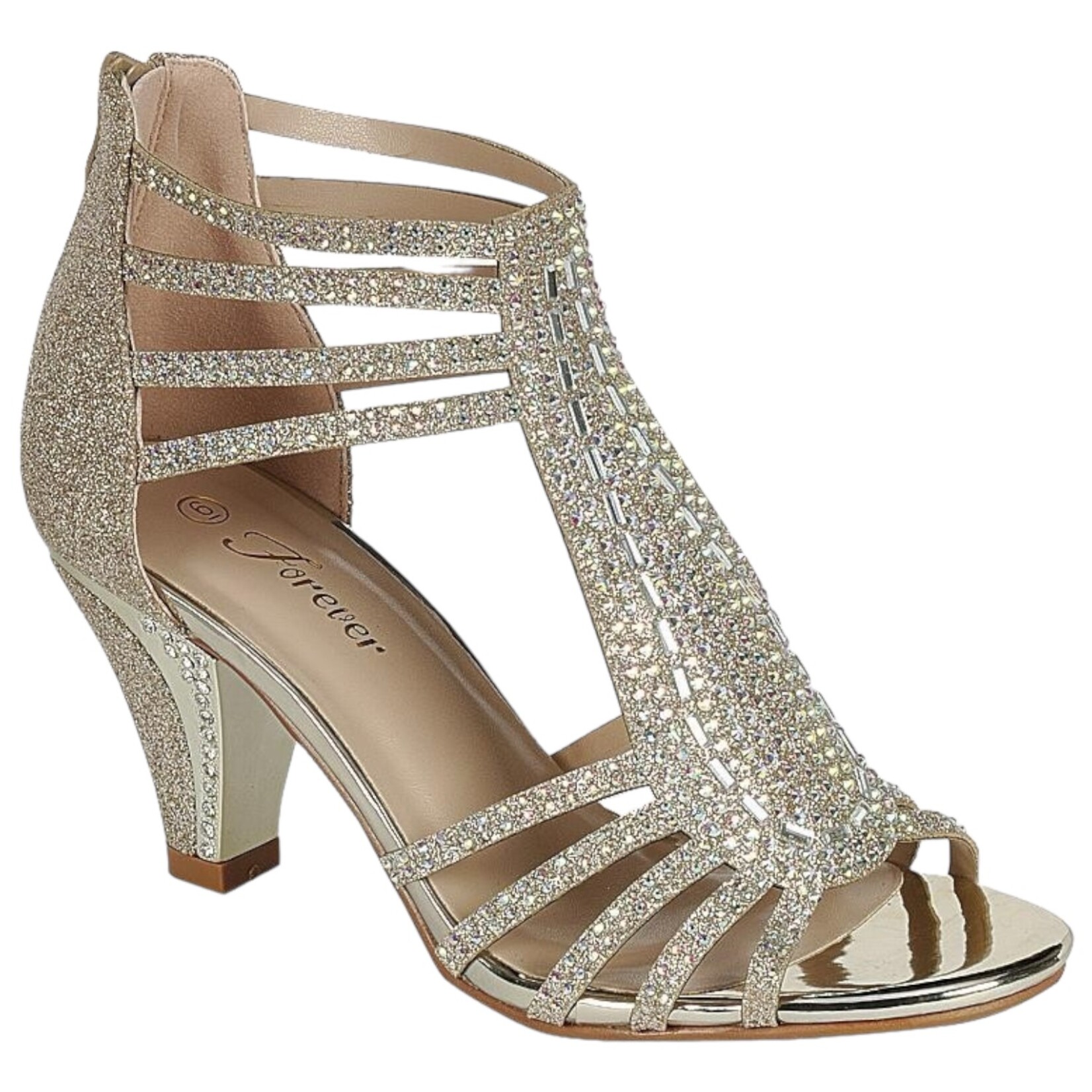 FOREVER FOREVER RHINESTONE CAGED BLOCK HEEL PERFORM-69