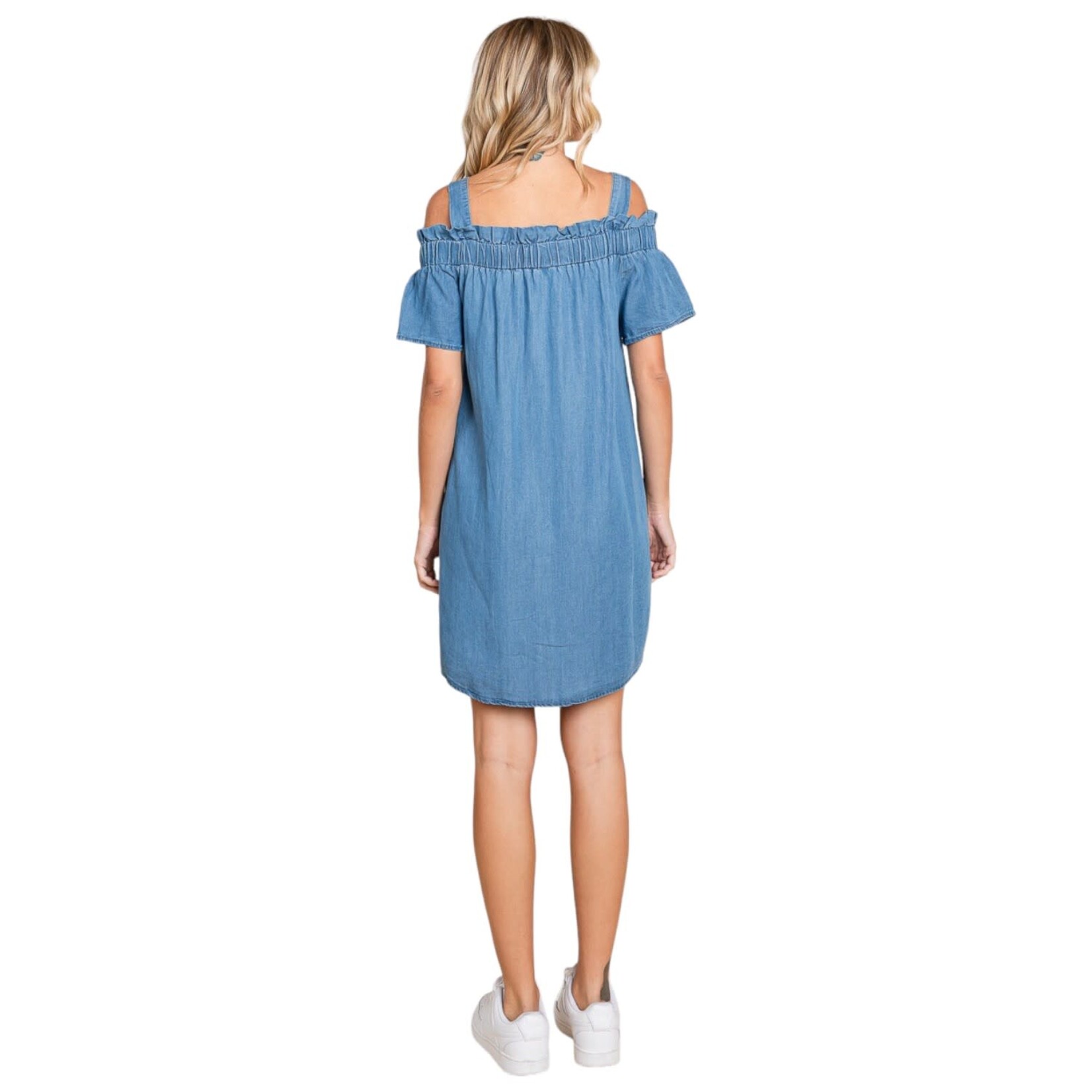 COLLECTIVE RACK COLLECTIVE RACK COLD SHOULDER CHAMBRAY DRESS LSD6303