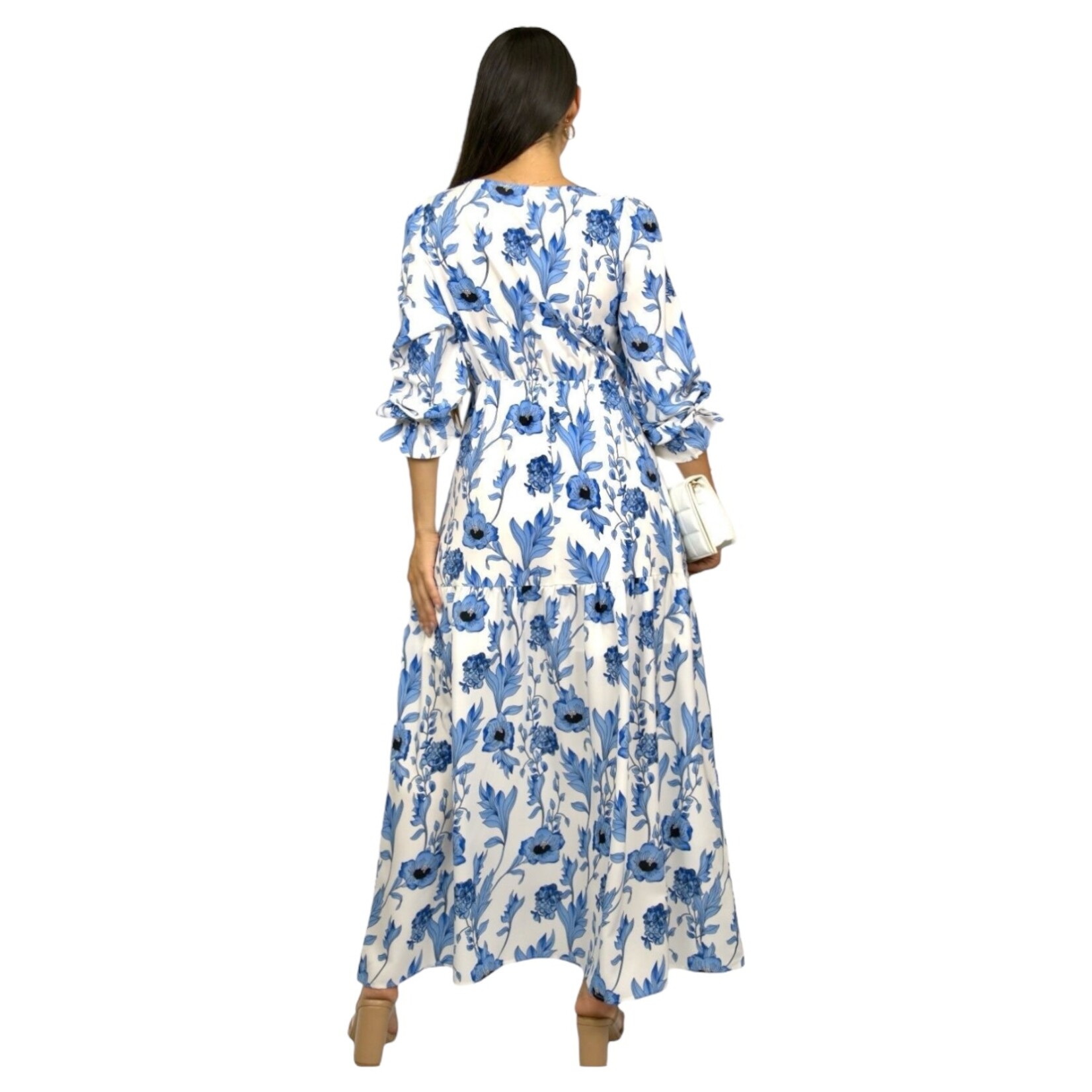 MISS KELLY MISS KELLY3/4 SLEEVE FLORAL MAXI  DRESS SD5411