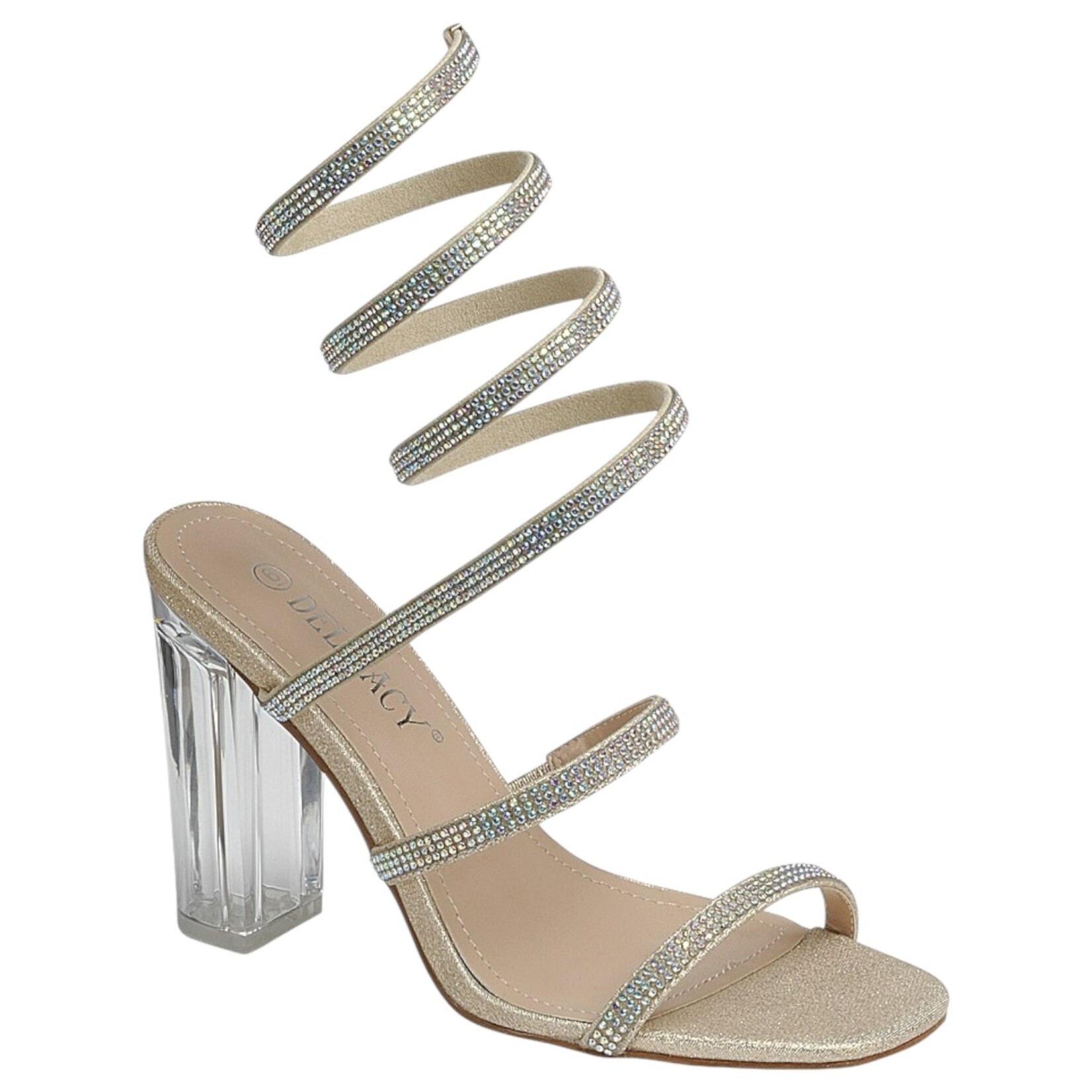 FOREVER FOREVER RHINESTONE SPIRAL BLOCK HEEL VERONICA-102