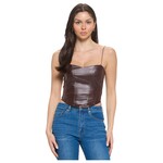 CHOCOLATE CHOCOLATE PU LEATHER LINING CROP TOP CH8624
