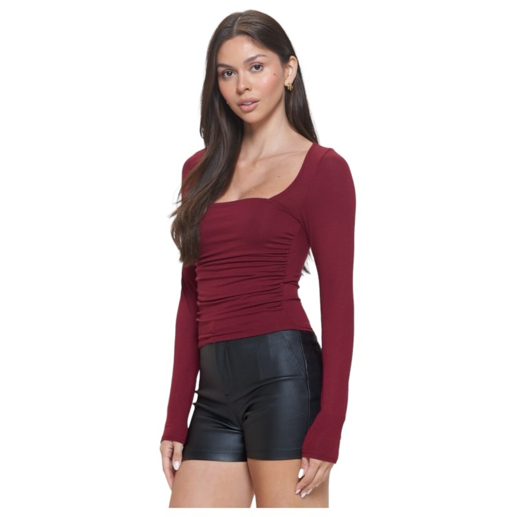 CHOCOLATE CHOCOLATE VISCOSE CREPE SQUARE NECK TOP CH8602