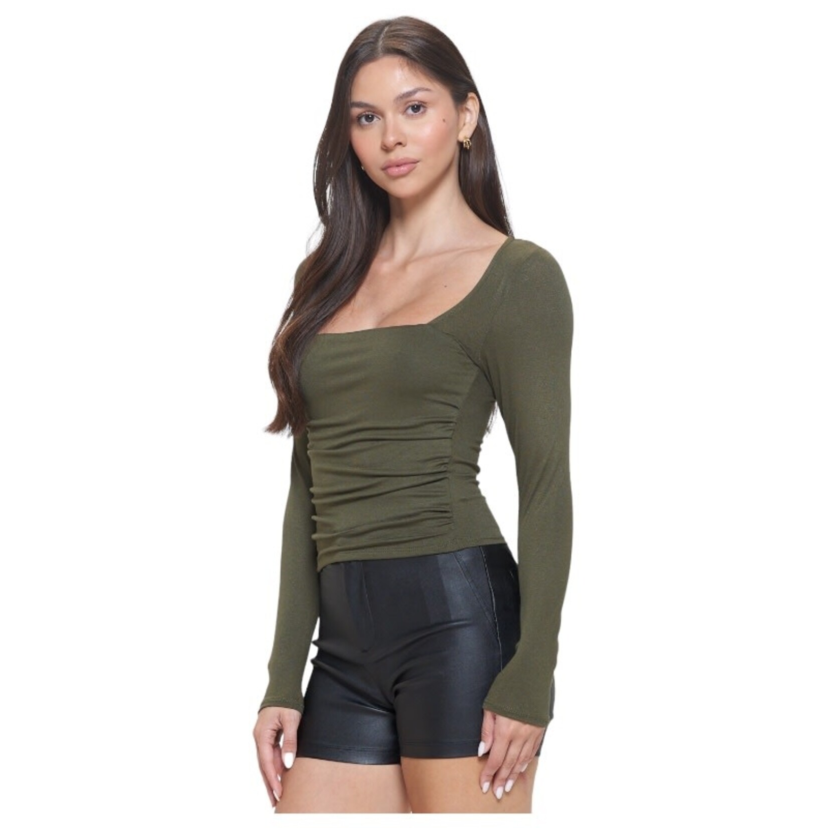 CHOCOLATE CHOCOLATE VISCOSE CREPE SQUARE NECK TOP CH8602