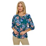 PERSEPTION PERSEPTION FLORAL KEYHOLE TUNNEL TIE FRONT BLOUSE TP-MS-1673