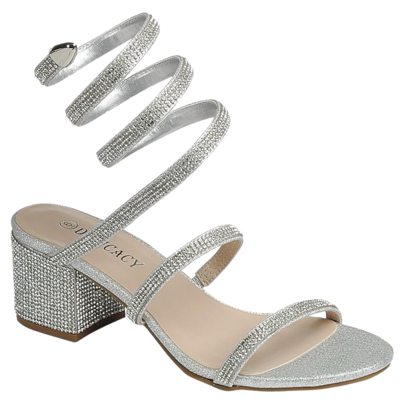DELICACY DELICACY RHINESTONE SPIRAL WRAP BLOCK HEEL NATALY-36