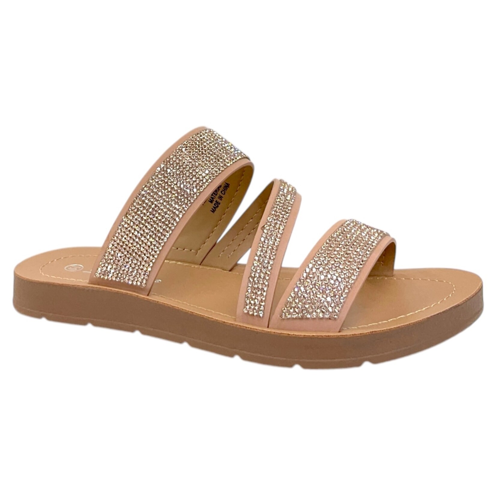 SODA SODA RHINESTONE 3 BAND SLIDE SLIPPER ZEAL