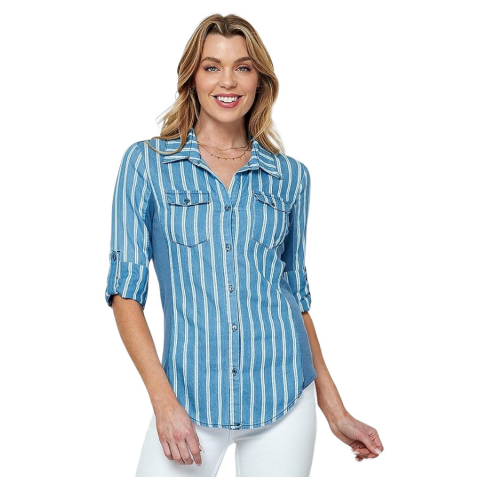 CI SONO CI SONO STRIPE BUTTON DOWN SHIRT WTP306