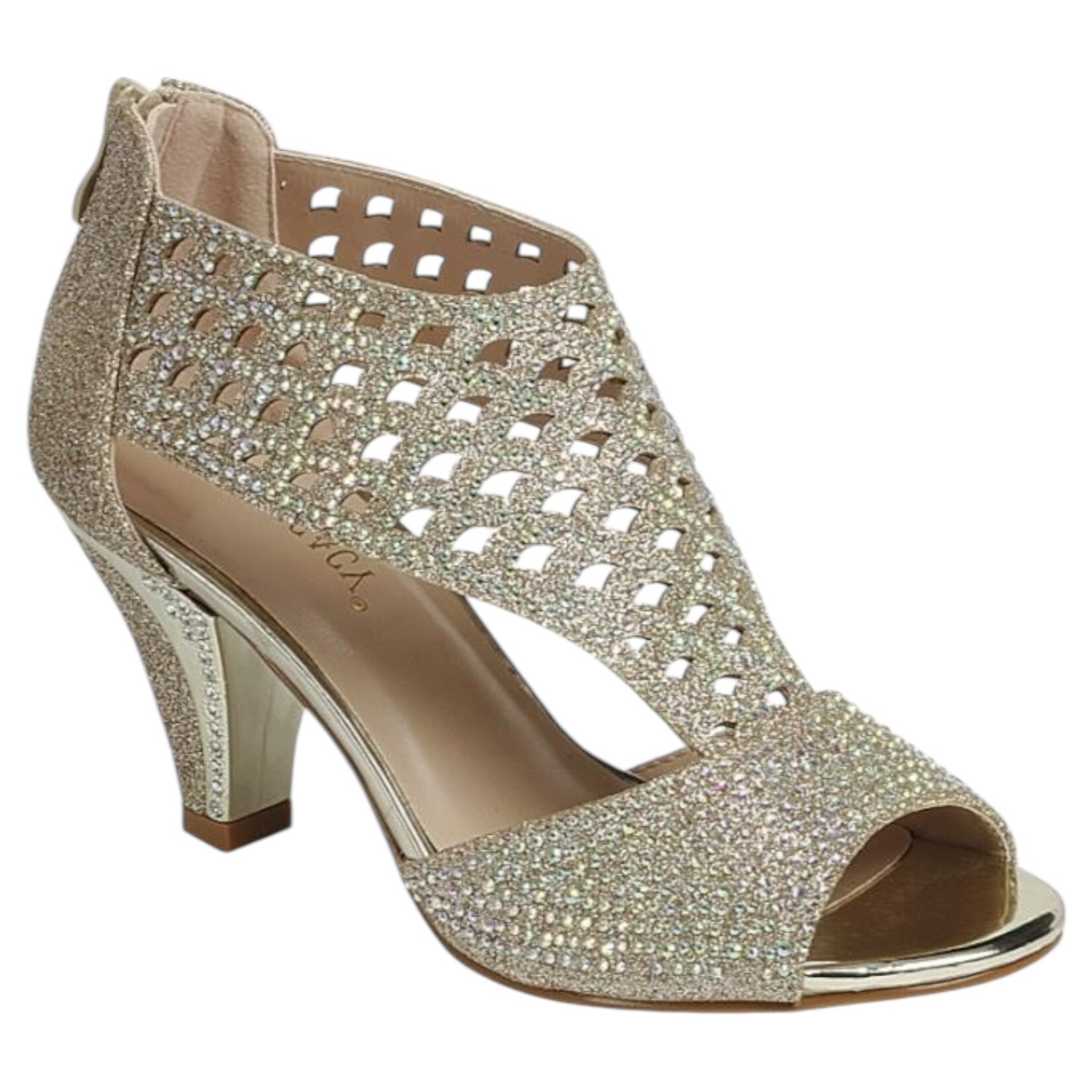 FOREVER FOREVER CAGED OPEN TOE RHINESTONE HEEL PERFORM-66