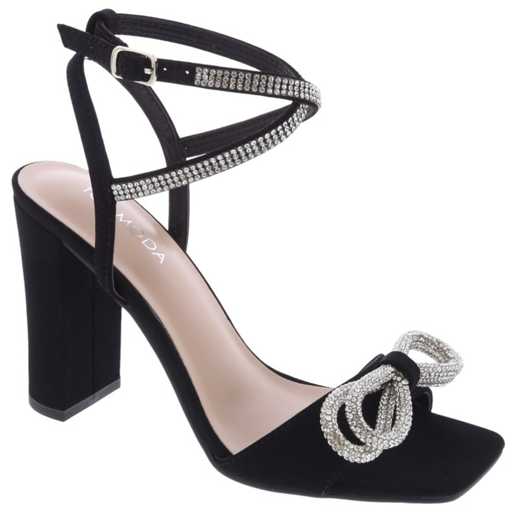 TOP MODA TOP MODA RHINESTONE BOW BLOCK HEEL NILE-9