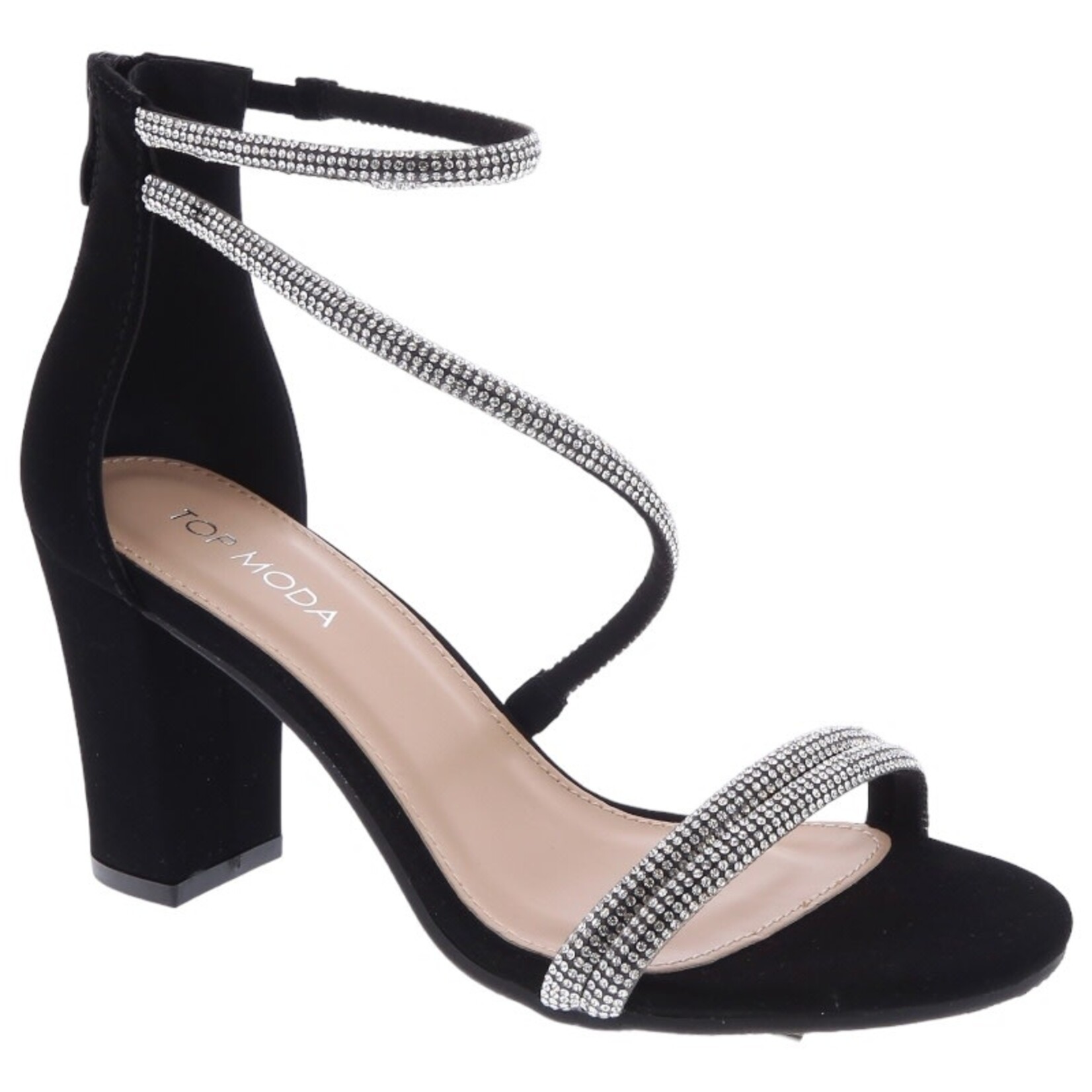 TOP MODA TOP MODA RHINESTONE ANKLE STRAP BLOCK HEEL HANNAH-27