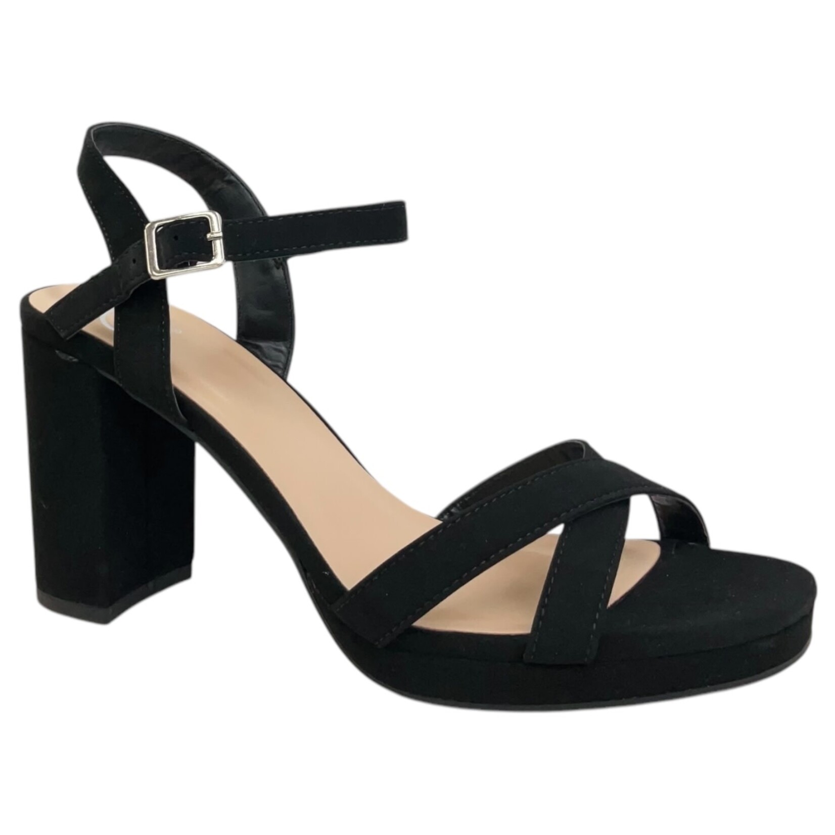 DELICIOUS DELICIOUS CROSS BAND BLOCK HEEL MARTEL