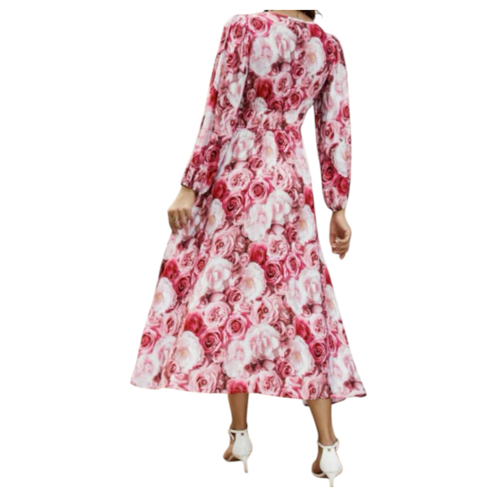 MISS KELLY MISS KELLY LONG SLEEVE V-NECK FLORAL MAXI DRESS SD5528