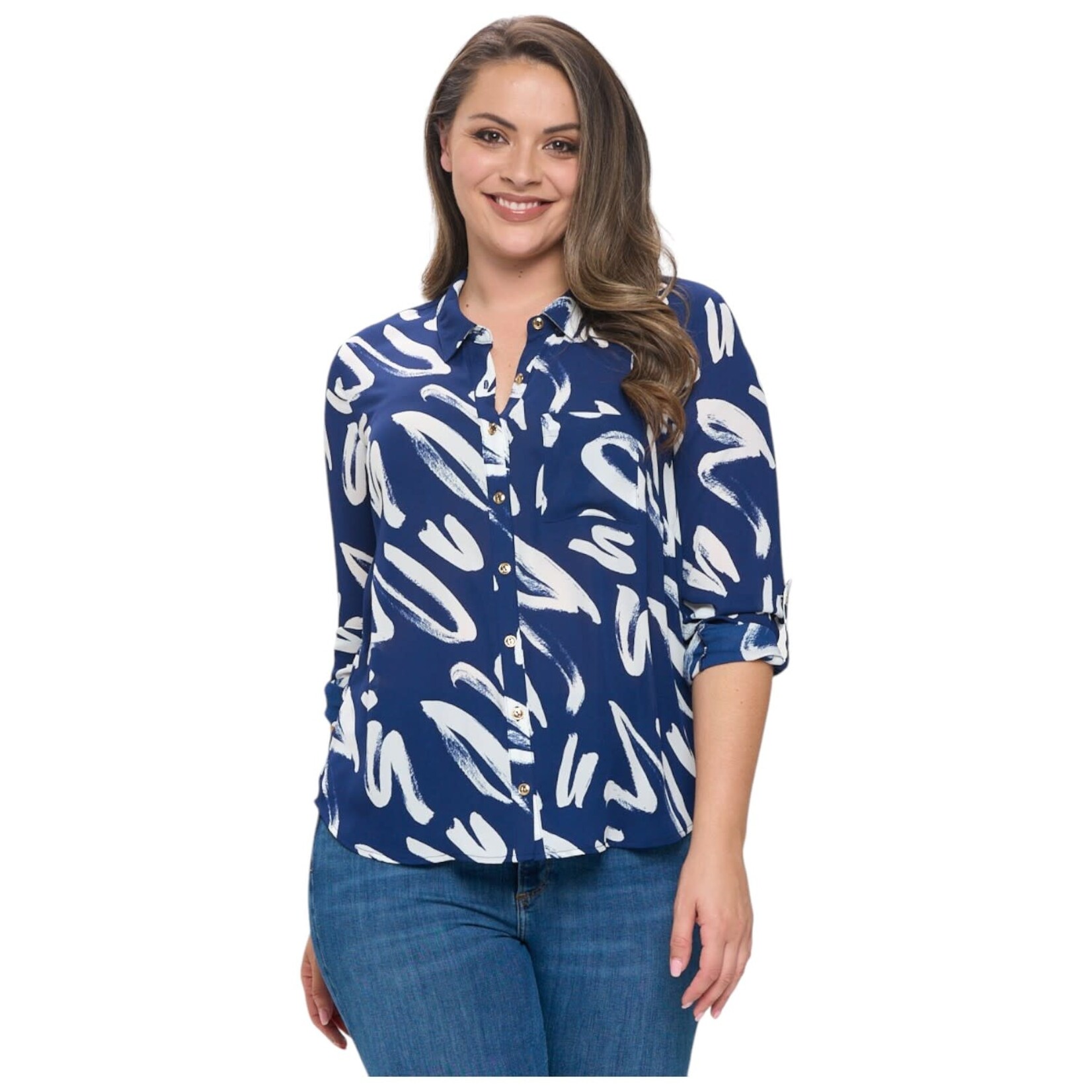 DNA DNA PLUS BUTTON DOWN LONG SLEEVE TOP 3437XB-18217