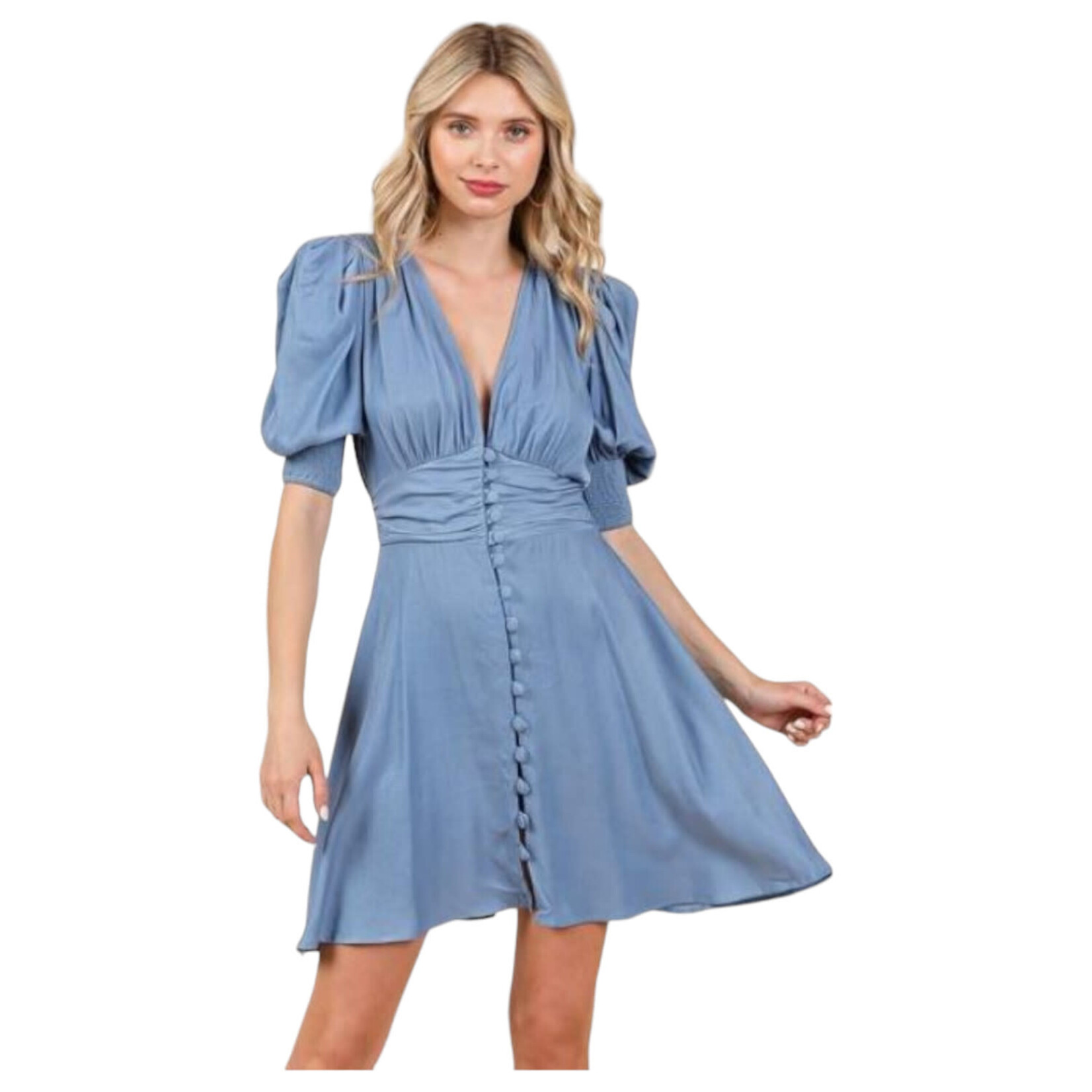 LEIA N CO LEIA N CO SHORT PUFF SLEEVE FLARE MINI DRESS F2J-LD249WTD