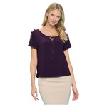PERSEPTION PERSEPTION CAGGING SHOULDER SHORT SLEEVE TIE KEYHOLE TOP TP-MS-1534