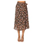 PERSEPTION PERSEPTION ELASTIC WAIST SELF TIE A-LINE PATTERNED CHIFFON MIDI SKIRT SK-MS-1554
