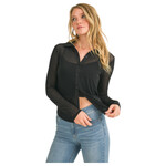 AMBIANCE APPAREL AMBIANCE MESH LONG SLEEVE BUTTON DOWN SHIRT WITH CAMI TOP SET 75402